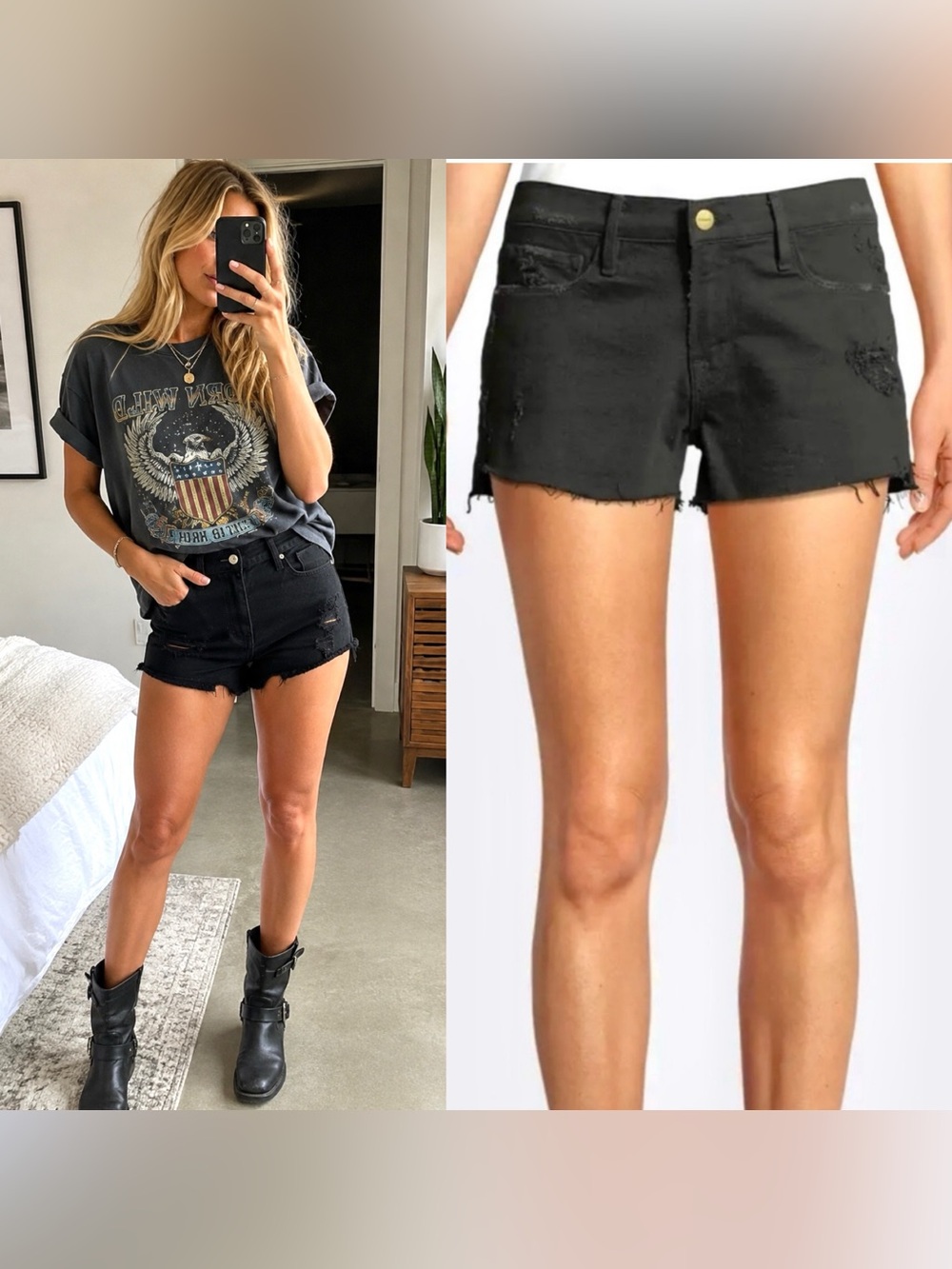 FRAME Denim Black Le Cutoff Denim Shorts Size 32